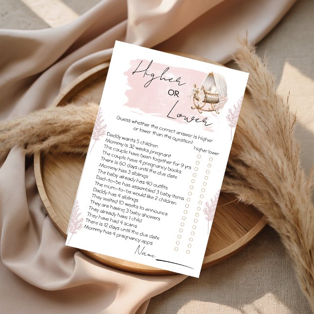 Blush Floral Higher or Lower Baby Shower Game (Skapare uppladdad)