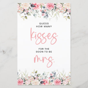 Blush Floral Hur Många Pussar Till Bruden Spelet