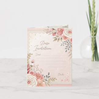 Blush Floral Lace Wedding Invitation Template Inbjudan
