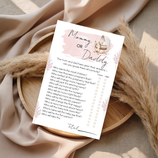 Blush Floral Mommy or Daddy Baby Shower Game Card (Skapare uppladdad)