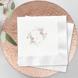 Blush Floral Monogram Wedding Napkins Pappersservett