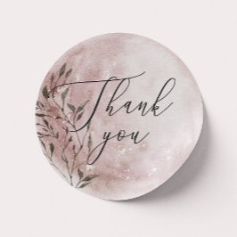 Blush Floral Moon | Vackert Tack Bröllopspresent Runt Klistermärke