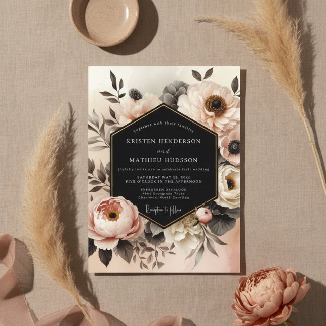 Blush Floral Opulence Wedding Inbjudningar (Skapare uppladdad)