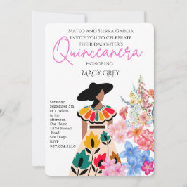 Blush Floral Quinceañera 15th Birthday Inbjudningar