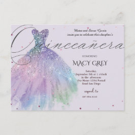 Blush Floral Quinceañera 15th Birthday Vykort