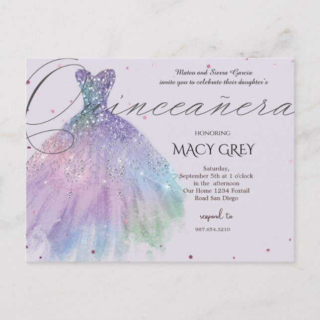 Blush Floral Quinceañera 15th Birthday Vykort (Framsida)