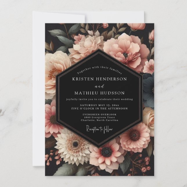 Blush Floral Romance Wedding Inbjudningar (Framsida)