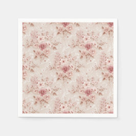Blush Floral Romantic Lace-Inspired Paper Napkin Pappersservett