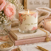 Blush Floral Romantiskt Ljusstake | Vattenfärg Ele