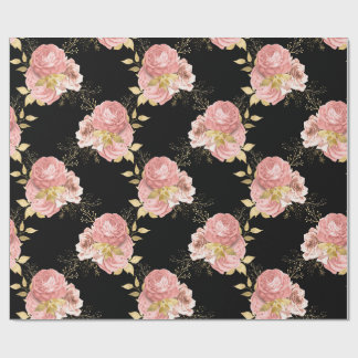 Blush Floral Svart & Guld Romantiskt Presentpapper