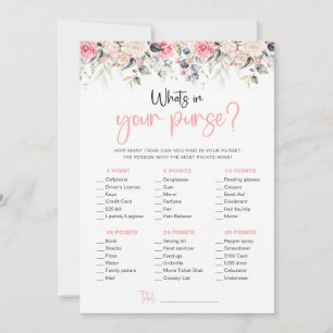 Blush Floral Vad Har Du I Din Handväska Spelkort Inbjudningar