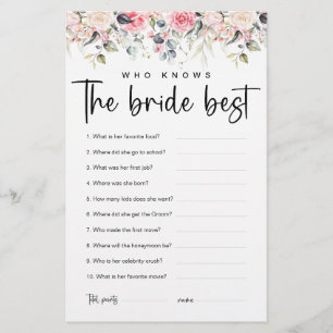 Blush Floral Vem Känner Bruden Bäst Spel