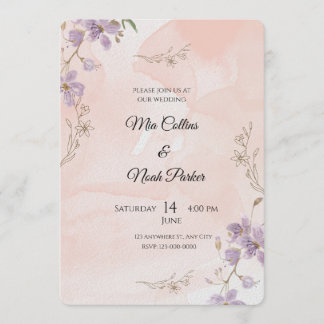 Blush Floral Wedding Invitation – Elegant Template Inbjudningar