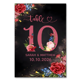 Blush Floral Wedding Table Number  10 Card Bordsnummer
