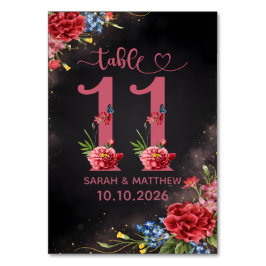 Blush Floral Wedding Table Number 11 Card Bordsnummer