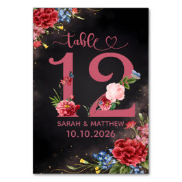 Blush Floral Wedding Table Number  12 Card Bordsnummer