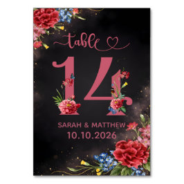 Blush Floral Wedding Table Number 14 Card Bordsnummer