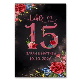 Blush Floral Wedding Table Number 15 Card Bordsnummer