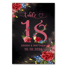 Blush Floral Wedding Table Number 18 Card Bordsnummer