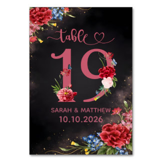 Blush Floral Wedding Table Number 19 Card Bordsnummer