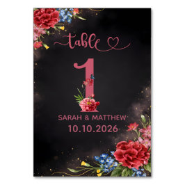 Blush Floral Wedding Table Number  1 Card Bordsnummer