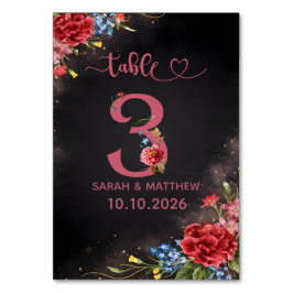Blush Floral Wedding Table Number 3 Card Bordsnummer