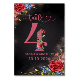 Blush Floral Wedding Table Number 4 Card Bordsnummer