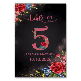 Blush Floral Wedding Table Number 5 Card Bordsnummer