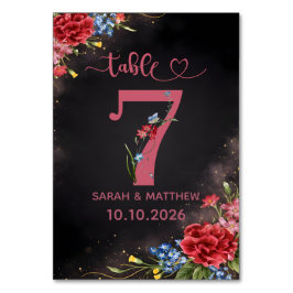 Blush Floral Wedding Table Number 7 Card Bordsnummer