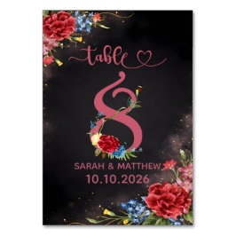 Blush Floral Wedding Table Number 8 Card Bordsnummer