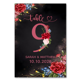 Blush Floral Wedding Table Number 9 Card Bordsnummer