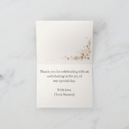 Blush Floral Wedding Thank You Card Tack Kort