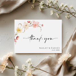 Blush Floral Wildflower Elegant Script Wedding Tack Kort