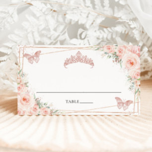 Blush Florala Fjärilar Quinceanera 16-årsdag Placeringskort
