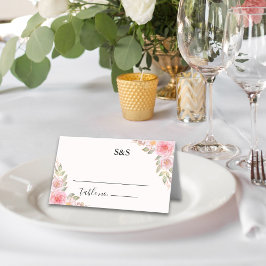 Blush Florals and Gold Wedding Party  Placeringskort