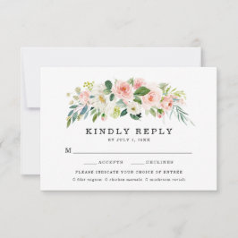 Blush Florals | Bröllopssvarskort med måltidsval OSA Kort