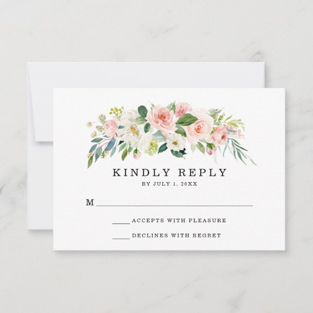 Blush Florals | Bröllopssvarskort OSA Kort (Framsida)