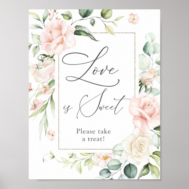 Blush Florals Kärlek är en söt godsak skylt (Framsidan)