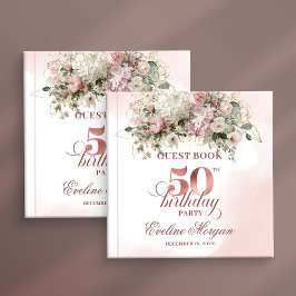 Blush Flowers Rose Gold Greenery 50th Birthday   Gästböcker