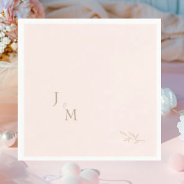 Blush Foliage Monogram Wedding Peresonalized Pappersservett