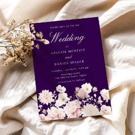 Blush Garden Floral Purple Wedding Inbjudningar