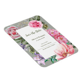 Blush Garden Floral Wedding Save the Date Magnet