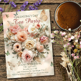 Blush Garden Rosor Galentine Tekalas Blommor Inbjudningar