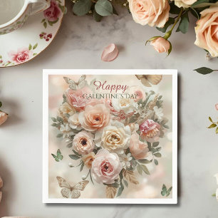 Blush Garden Rosor Galentine Tekalas Blommor Pappersservett