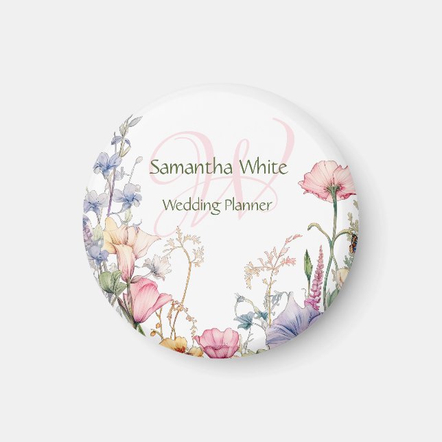 Blush Garden Watercolor Personalized  Magnet (Framsidan)