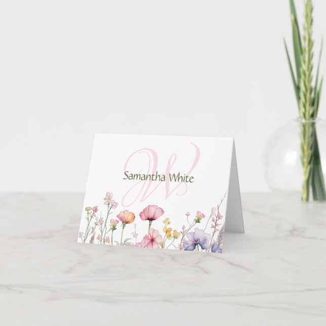 Blush Garden Watercolor Personalized Stationery Anteckningskort (Framsida)