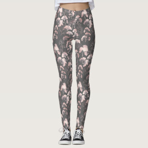 Blush Ginkgo Luxe – Guld Botanisk på Svart (1) Leggings