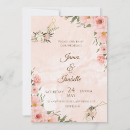Blush & Gold: A Floral Elegance Wedding Invitation Inbjudningar