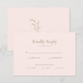 Blush Gold Foliage Wedding Response Card OSA Kort