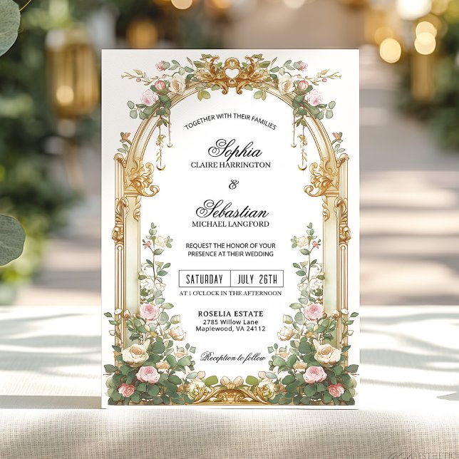 Blush Gold Garden Estate Ceremony Inbjudningar (Skapare uppladdad)